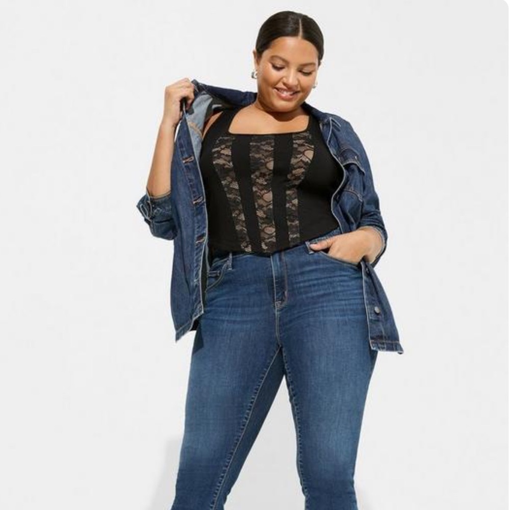 New without tags Ponte Square Neck Lace Corset Top in size 1